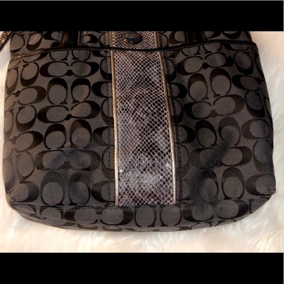 COACH Black Monogram Snake Print Tote Bag - Picture 3 of 8